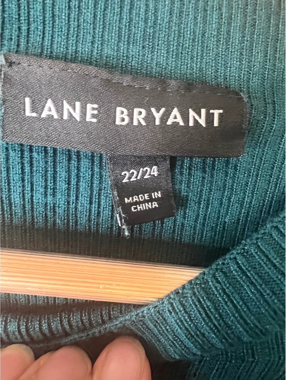 Lane Bryant Dark Teal Ribbed Cold Shoulder Mock Neck Sweater Size 22/24 Fall - Picture 6 of 8